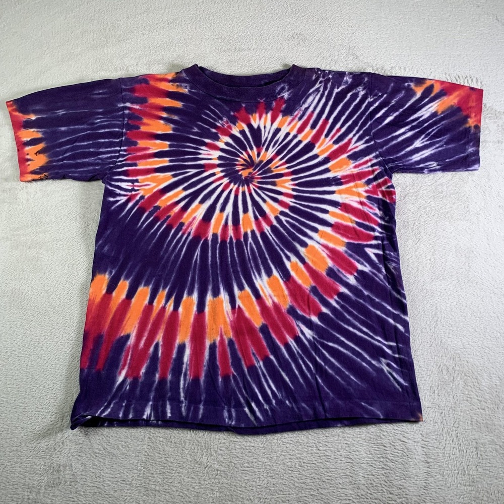 VTG‎ Sundog Shirt Mens Large Purple Spiral Tie Dye Psychedelic Cotton Made USA